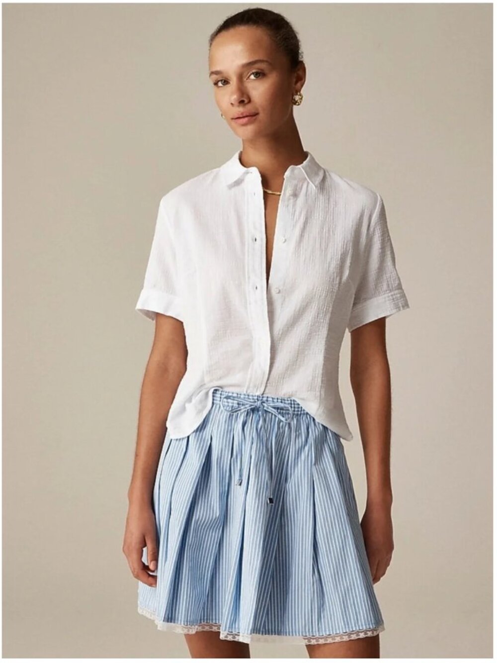 J. CREW Slim Fit Button Up in Cotton Gauze White Size 10